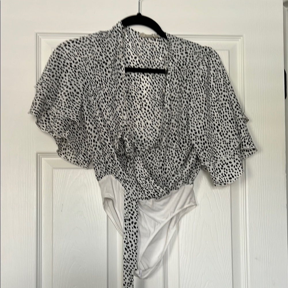 Altar'd State Black and White Polka Dot Bodysuit